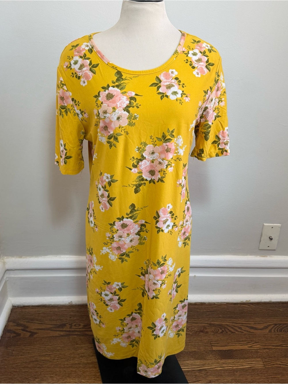EUC Bobbie Brooks Yellow Floral Tunic Shirt/Mini Dress sz L